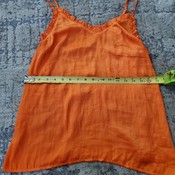 Sunset Orange LG V-Neck Ruffled Spaghetti Strap Camisole Top - Picture 8 of 10